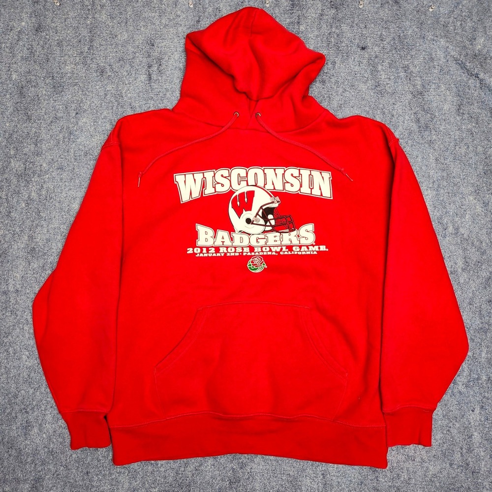 Wisconsin Badgers 2012 Rose Bowl Hoodie Cotton Blend Mens XL Red UW Football